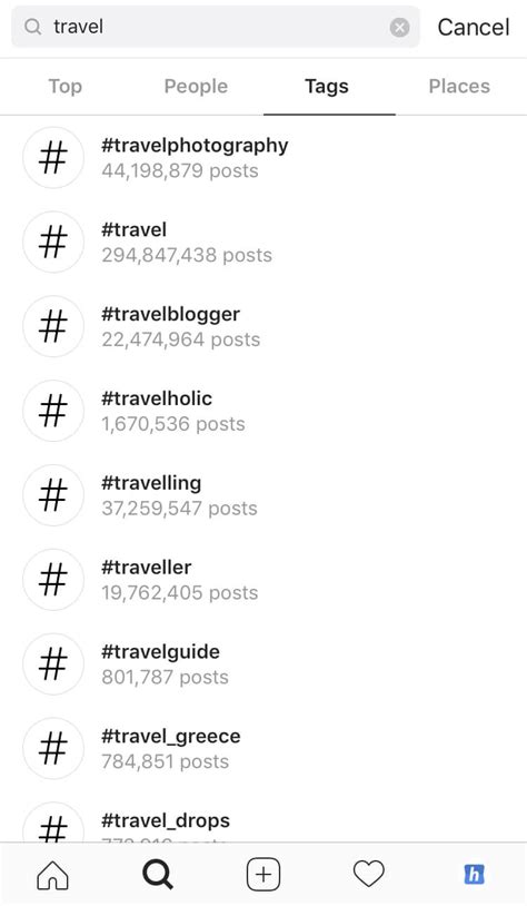 Instagram popular account and hashtag .